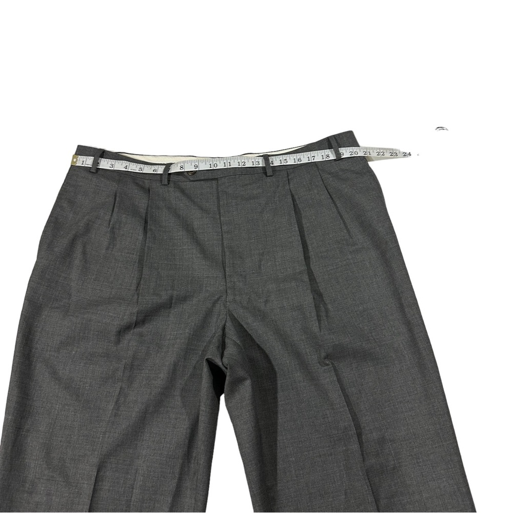 Ralph Lauren Total Comfort Grey 100% Wool Suit Pants Sz 40x32 Pleated Cuffed Hem - Picture 3 of 11